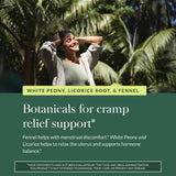 Gaia Herbs Cramp Relief hinojo ingrediente clave con aroma herbal.