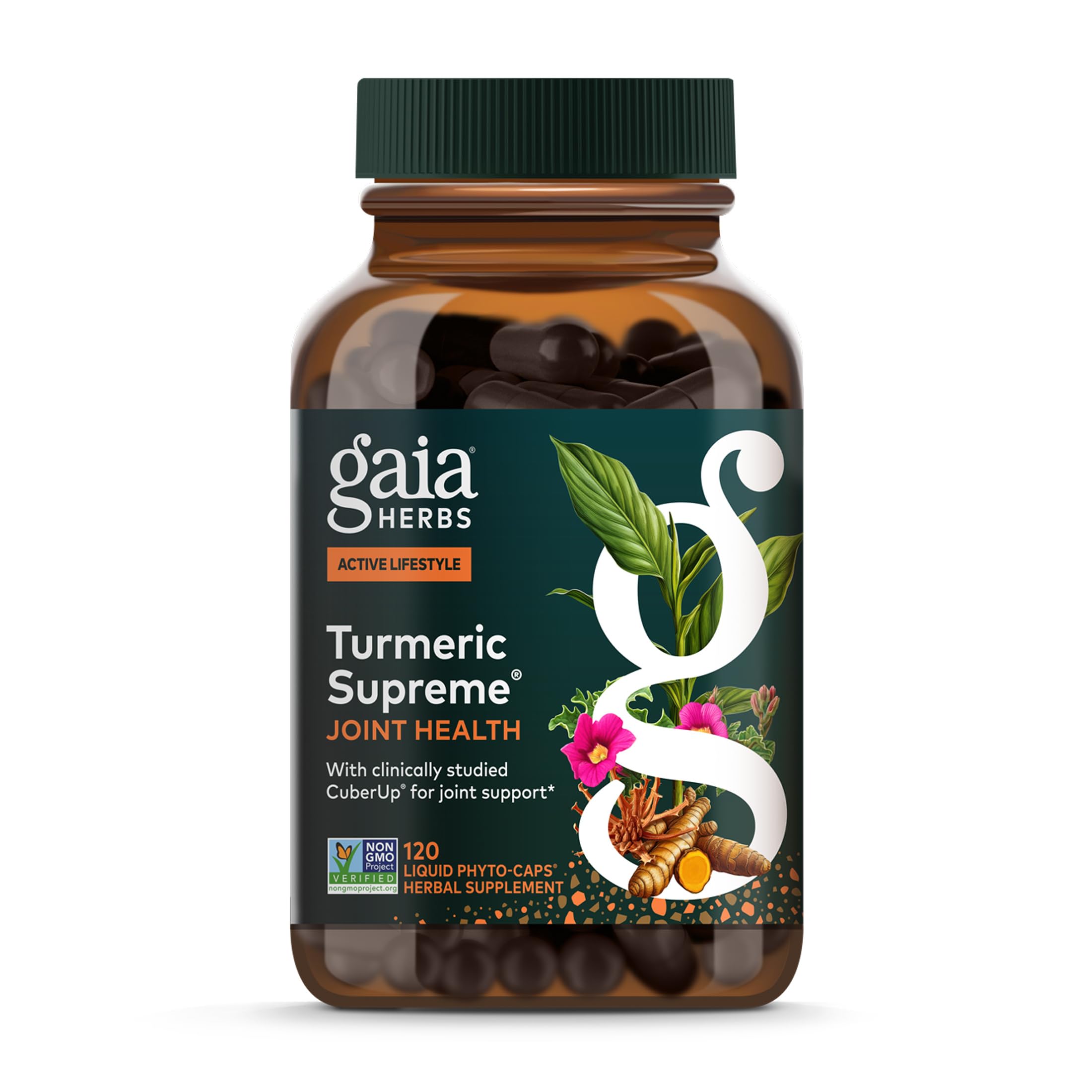 Gaia Herbs Curcuma Supreme en frasco para movilidad articular