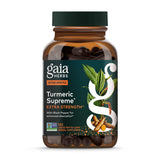 Gaia Herbs Cúrcuma Supremo, botella visible para apoyo a movilidad diaria