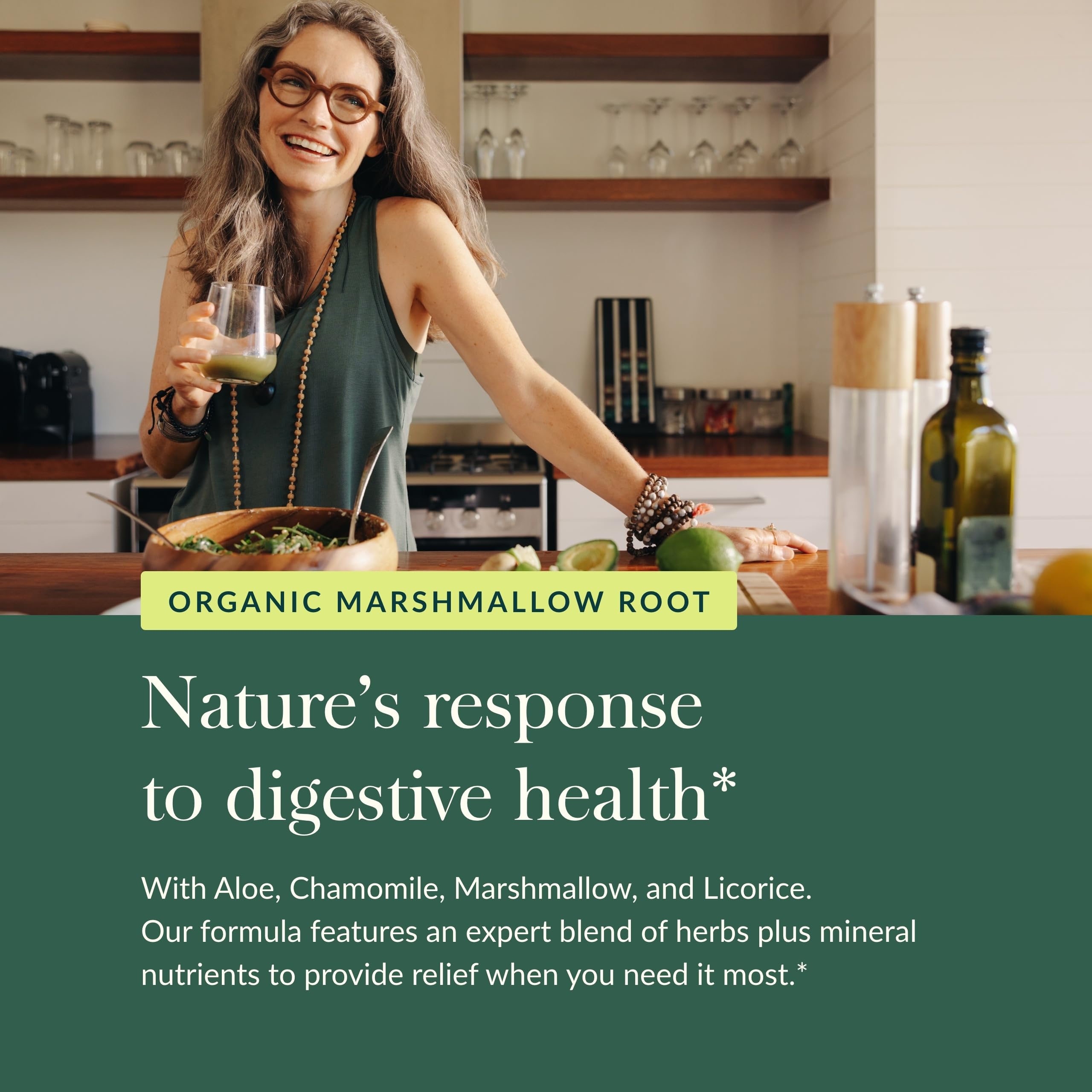 Gaia Herbs Digestive Comfort: aloe, malvavisco y manzanilla en una combinación suave.