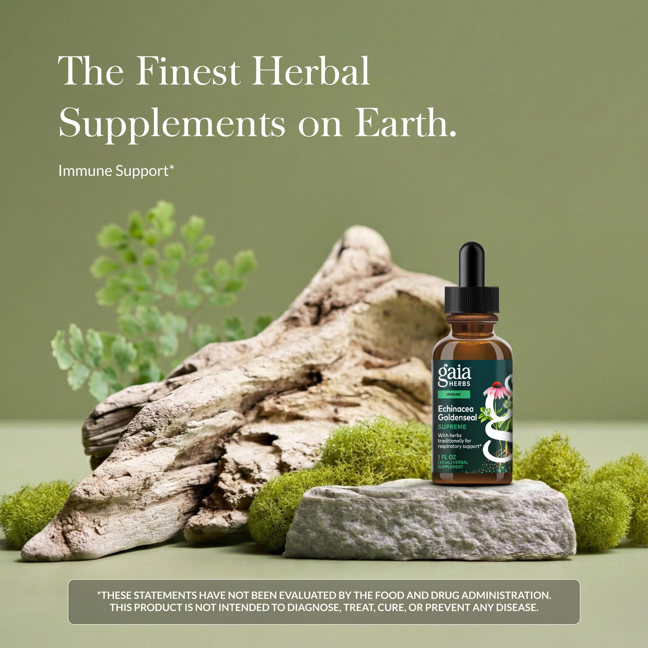 Gaia Herbs Echinacea Goldenseal Supremo, gota vertiendo, absorción rápida