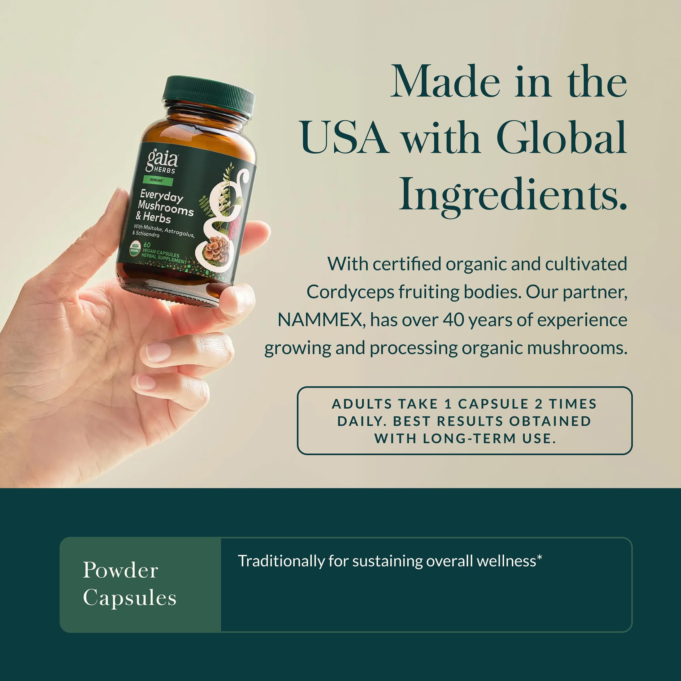 Gaia Herbs Everyday Immune composición natural con hongos y hierbas