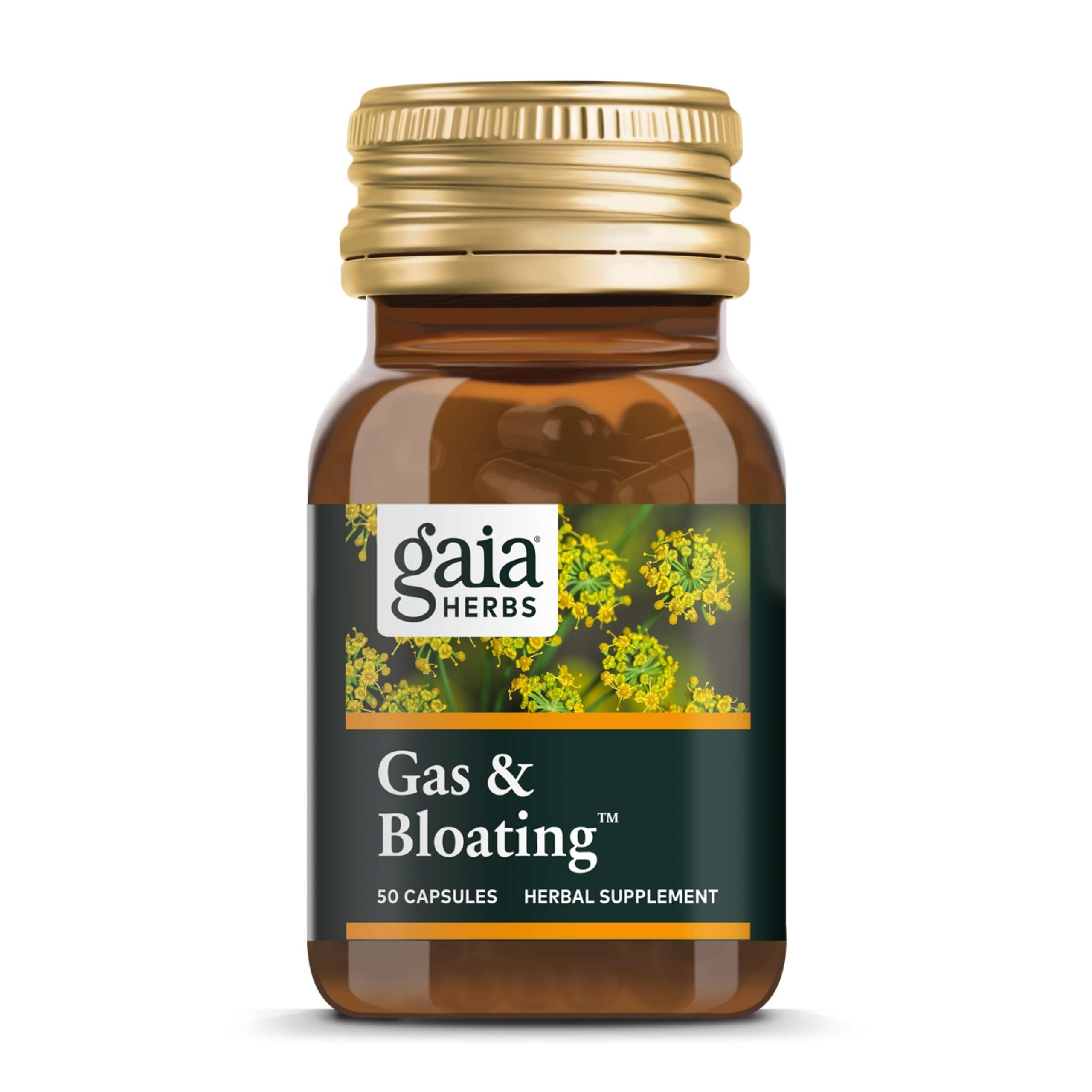 Gaia Herbs Gas y Hinchazon, frasco de capsulas, alivio suave para gases ocasionales