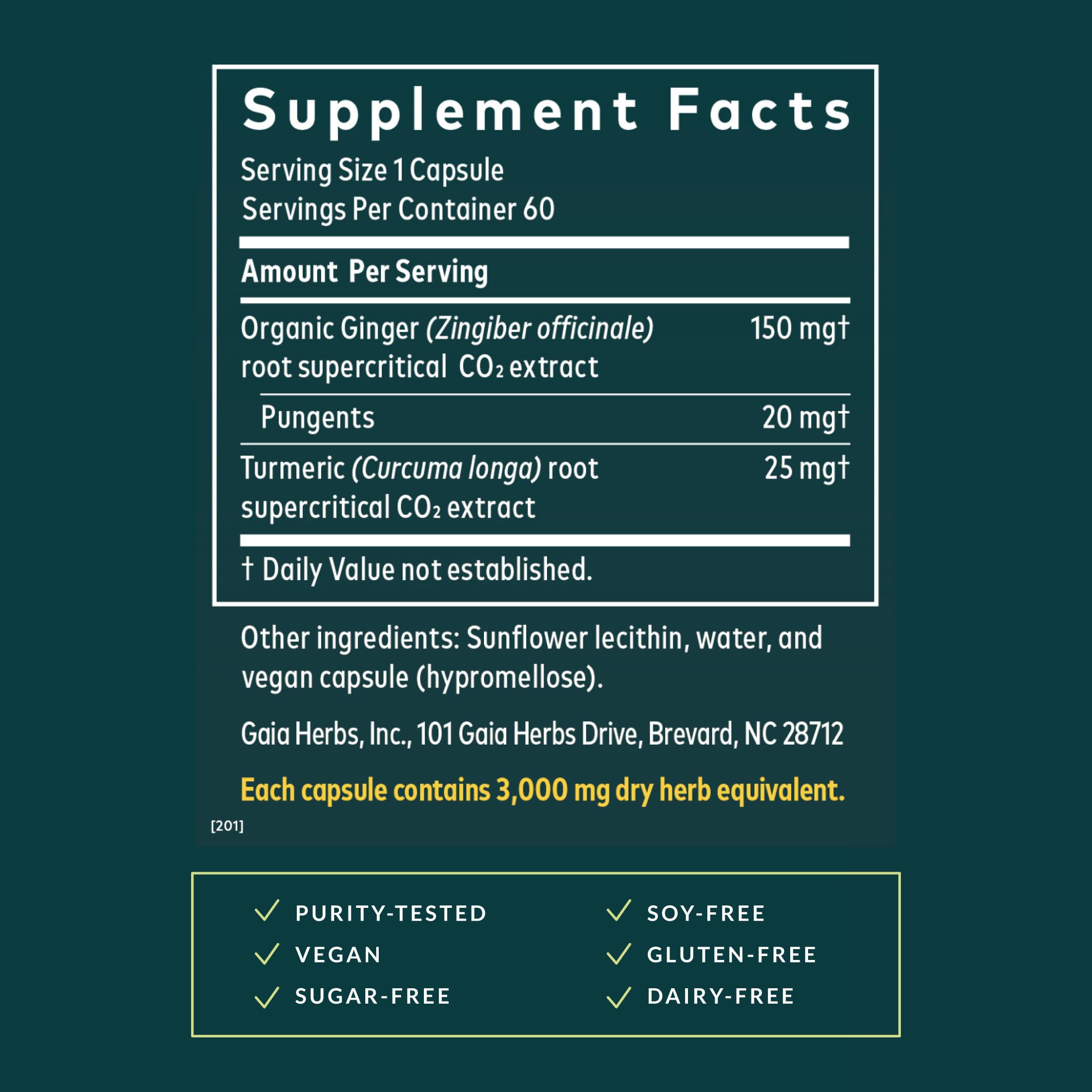 Gaia Herbs Ginger Supreme cápsulas vegetales para comodidad digestiva