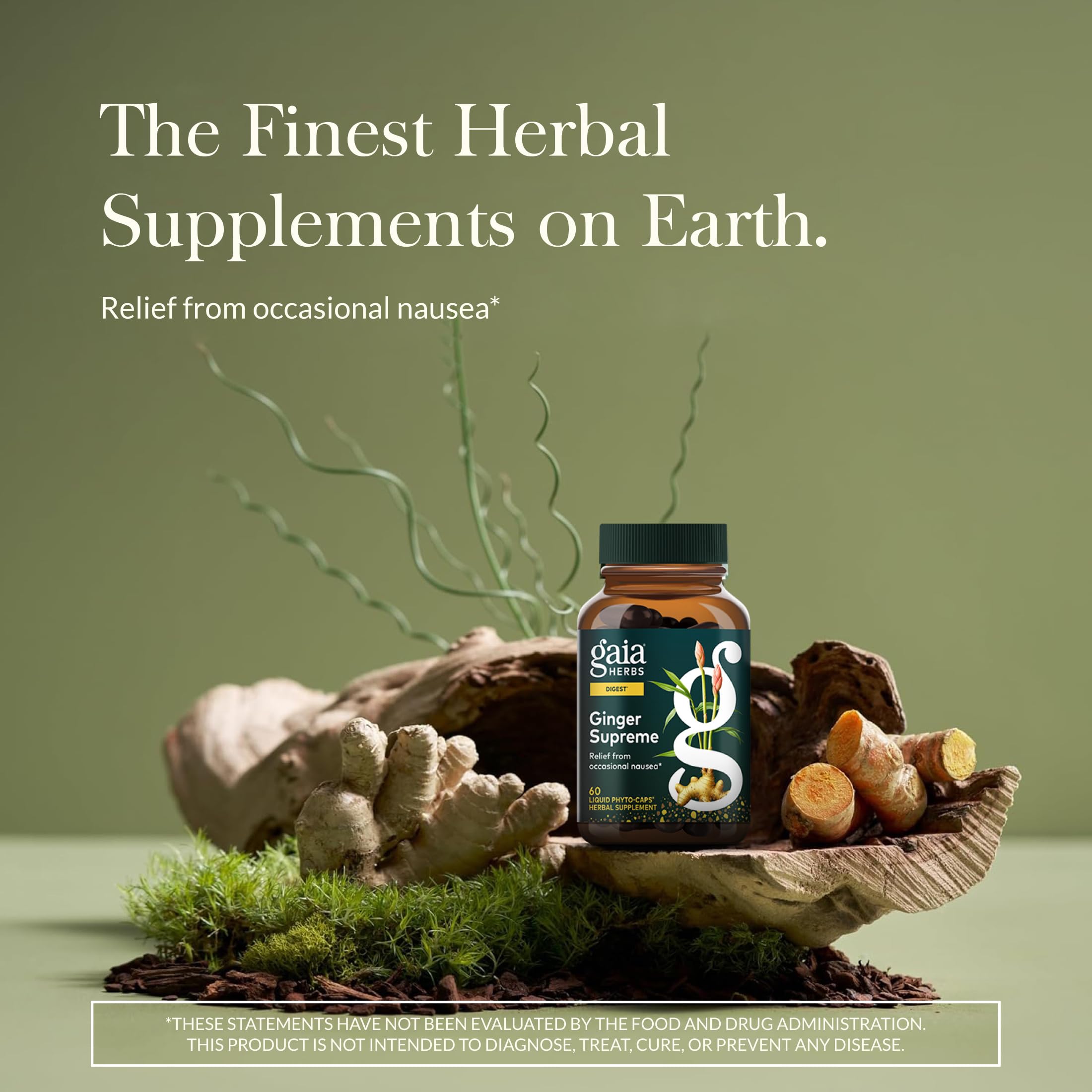 Gaia Herbs Ginger Supreme con raíces jengibre y cúrcuma