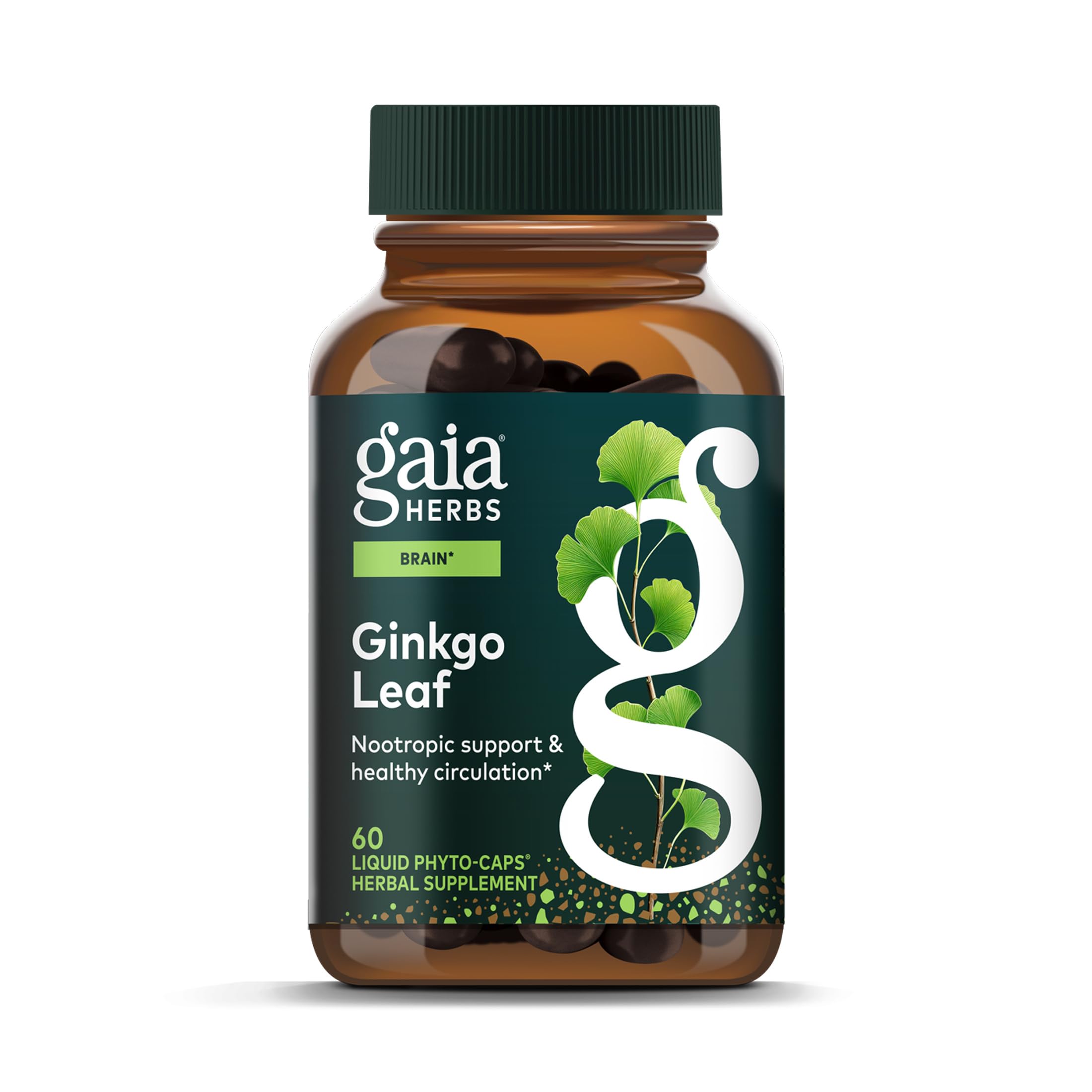 Gaia Herbs Ginkgo Hoja para equilibrio cerebral y circulación