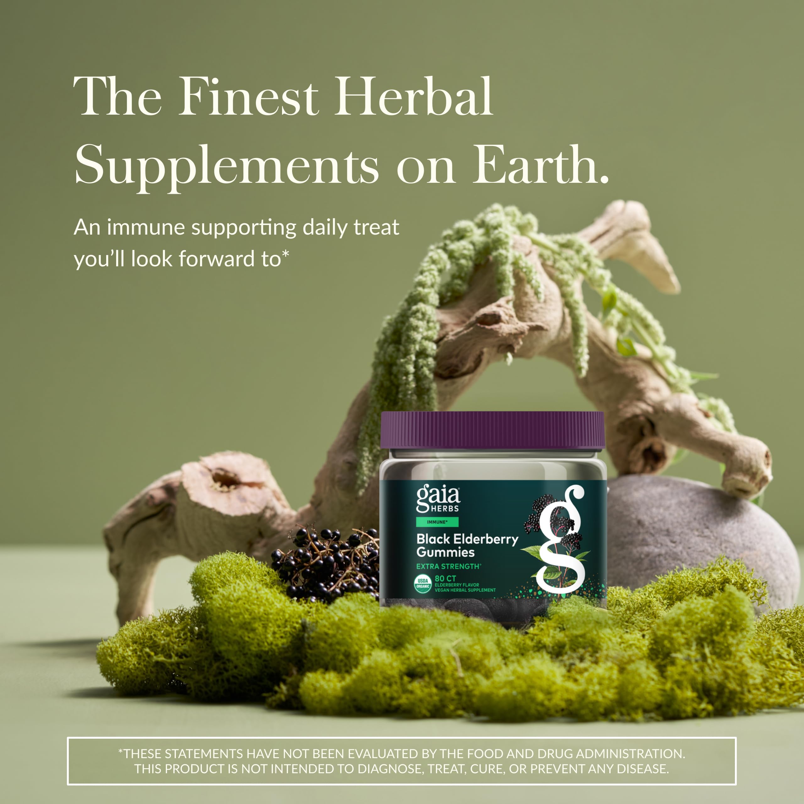 Gaia Herbs Gomitas Sauco Negro, porción diaria para bienestar.