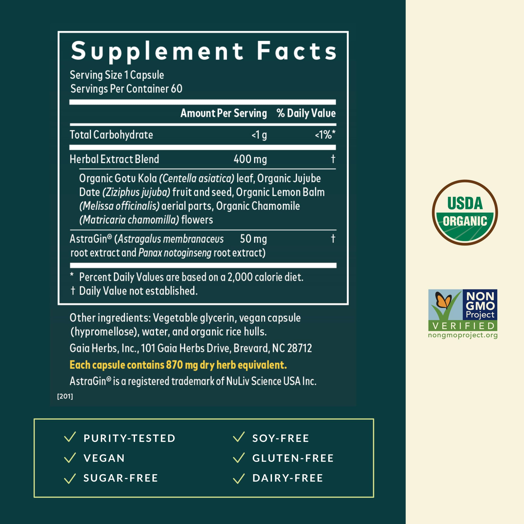 Gaia Herbs Gut Revival: etiqueta del producto con información clara para consumidores.