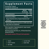 Gaia Herbs Hawthorn Supreme, etiqueta detallada, transparencia en ingredientes para tu rutina diaria.