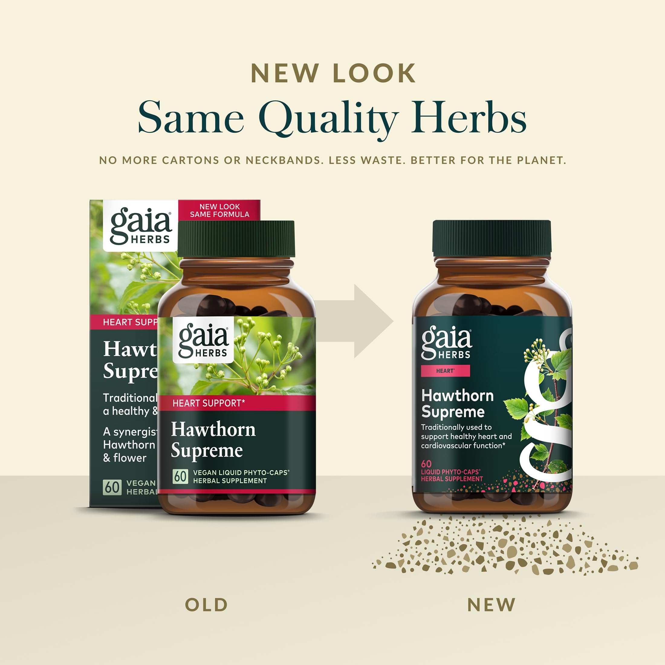 Gaia Herbs Hawthorn Supreme, ingredientes de alta calidad, provenientes de cultivos controlados.