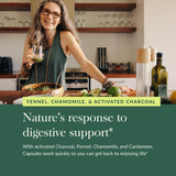 Gaia Herbs Carbon Activado, capsulas para alivio ocasional de gases