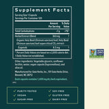 Gaia Herbs Holy Basil Leaf label detail highlighting sustainability and quality