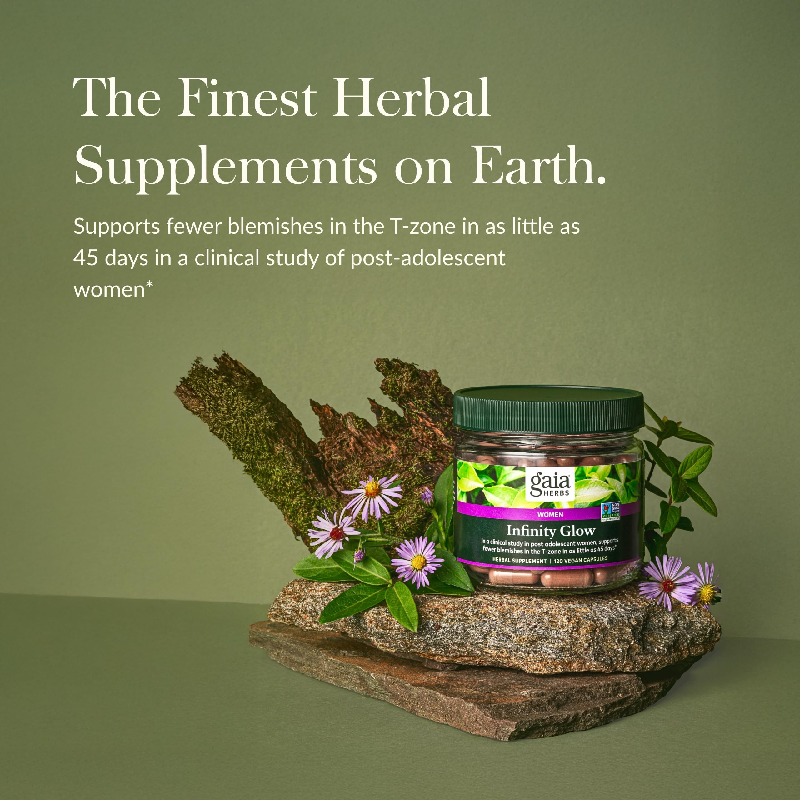 Gaia Herbs Infinity Glow, cápsulas veganas, protección para la piel desde el interior.
