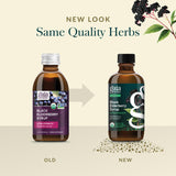 Gaia Herbs jarabe saúco negro, color ámbar natural