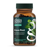 Gaia Herbs Kava Root en botella con etiqueta clara para calma suave