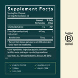 Gaia Herbs Kava Root etiqueta frontal que describe el producto