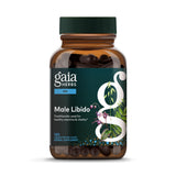 Gaia Herbs Libido Masculino, botella de cápsulas, apoyo natural para la vitalidad diaria.