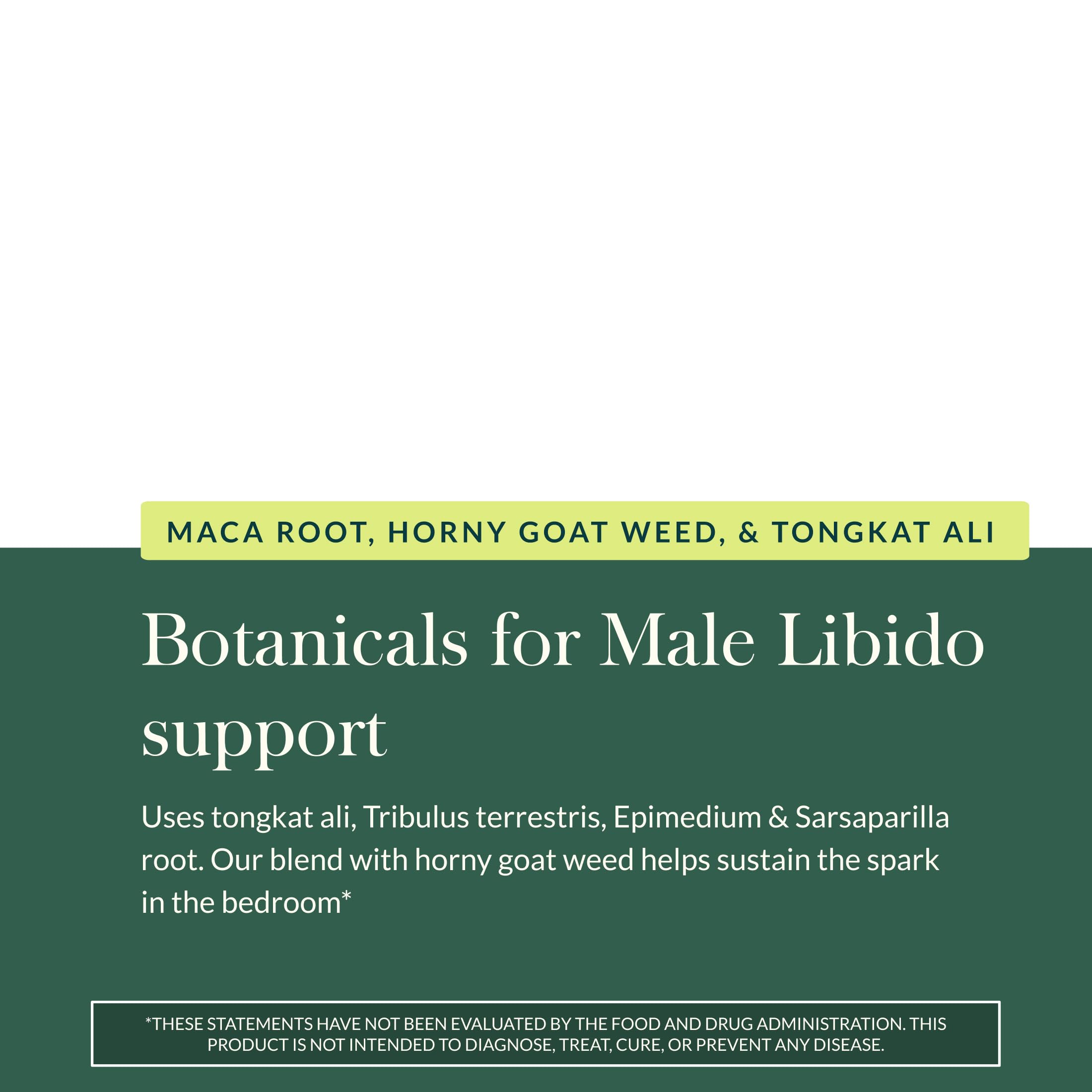Gaia Herbs Libido Masculino, lista de ingredientes con hierbas tradicionales.