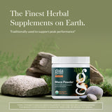Gaia Herbs Maca en polvo, textura fina para mezclas fáciles.