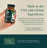 Gaia Herbs Maca Root, cápsulas gelatinizadas para digestión más suave.