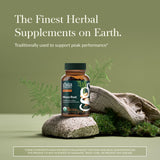 Gaia Herbs Maca Root, etiqueta del frasco apoyando la vitalidad diaria.