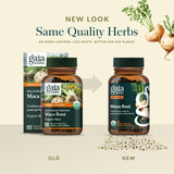 Gaia Herbs Maca Root, producto libre de gluten, lácteos y soja para diversas dietas.