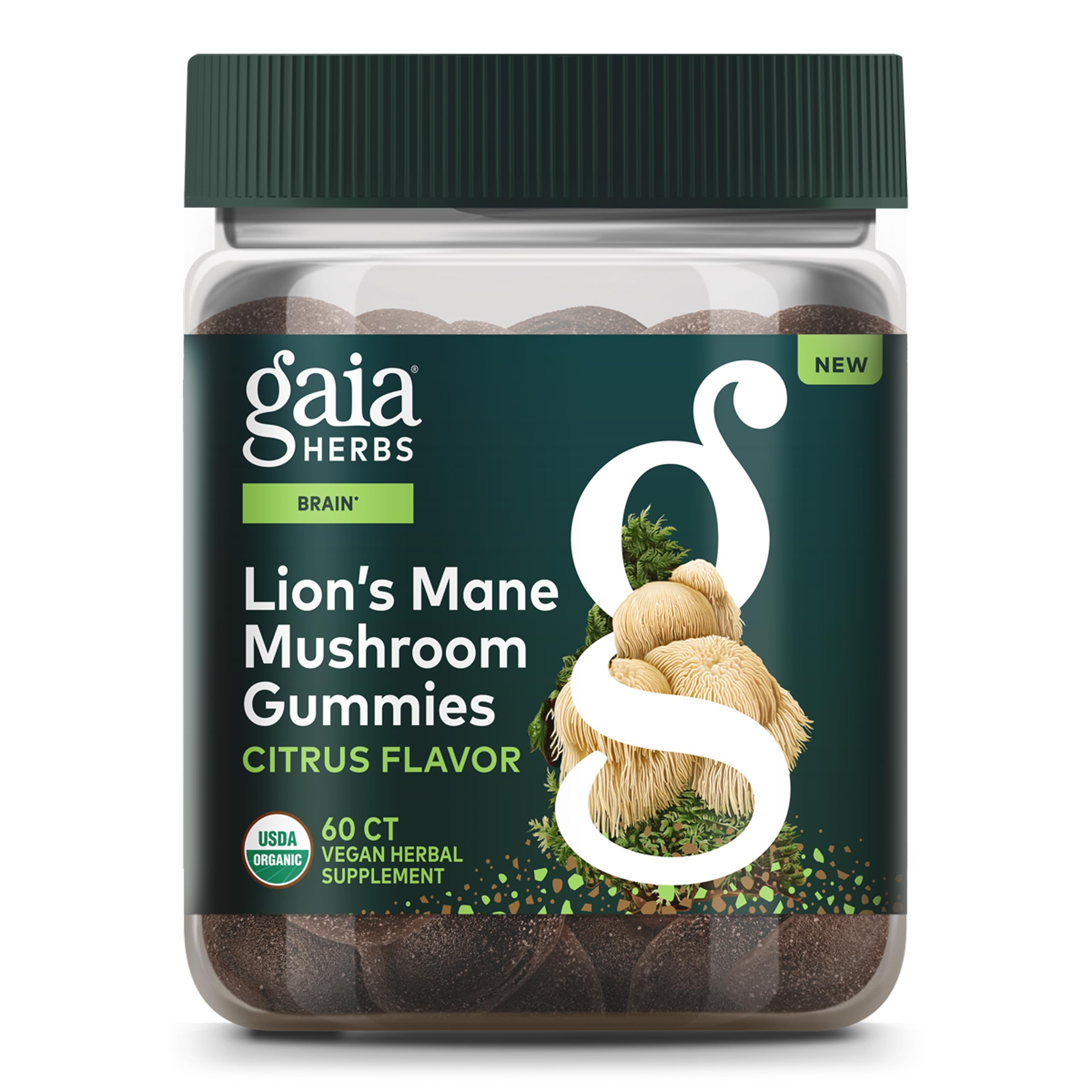 Gaia Melena de León gomitas en botella para apoyo cognitivo diario.