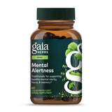 Gaia Herbs Mental Alertness: botella en primer plano para uso diario y enfoque suave.
