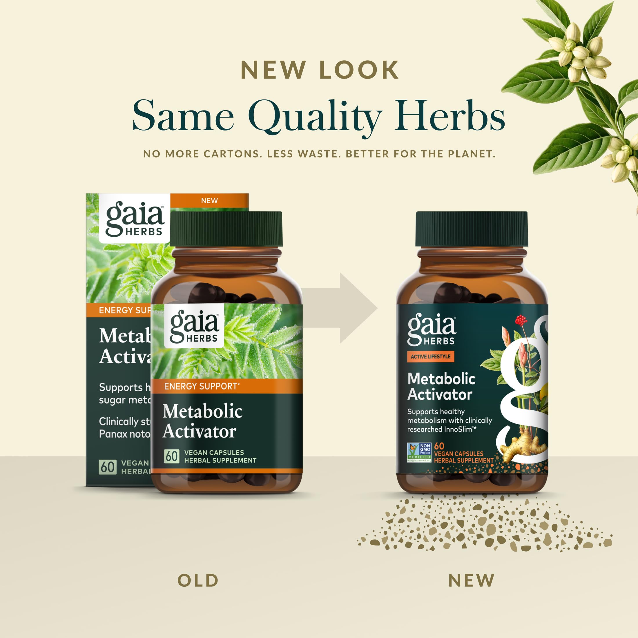Gaia Herbs Metabolic Activator: ingredientes clínicos InnoSlim en formato extracto.