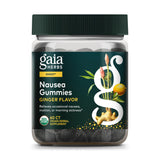 Gaia Herbs Nausea Gummies, empaque frontal, alivio suave para náuseas ocasionales.
