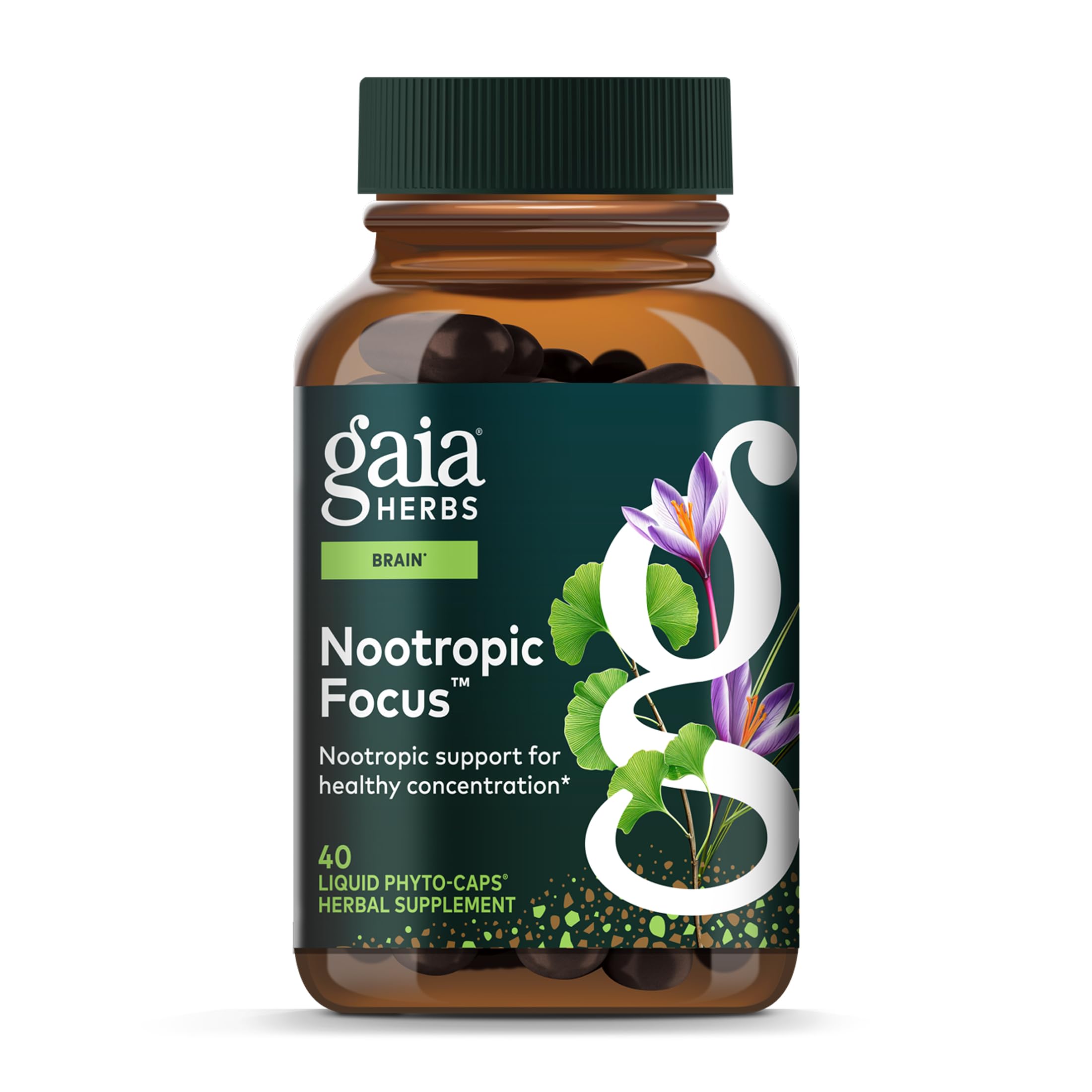 Gaia Herbs Nootrópico Focus cápsulas: enfoque claro para estudiar y trabajar.
