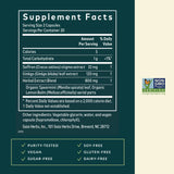 Gaia Herbs Nootrópico Focus etiqueta detalle: indicaciones claras de uso y seguridad.