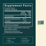 Gaia Herbs Olive Leaf: etiqueta frontal con información de calidad y origen.