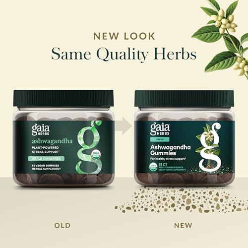Gaia Herbs Ashwagandha Gummies empaque práctico para viaje