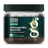 Gaia Herbs Ashwagandha Gummies frasco claro, formato suave para apoyar momentos de estrés