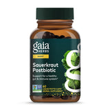 Gaia Herbs Postbiotico Chucrut, botella para apoyo digestivo diario.