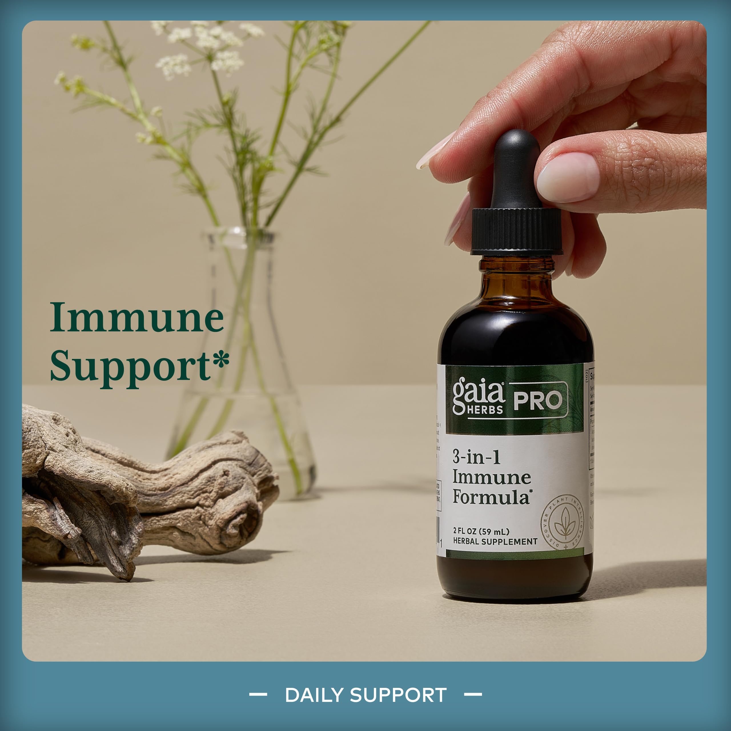 Gaia Herbs PRO 3-en-1 fórmula inmune, astrágalo y schisandra para apoyo natural.