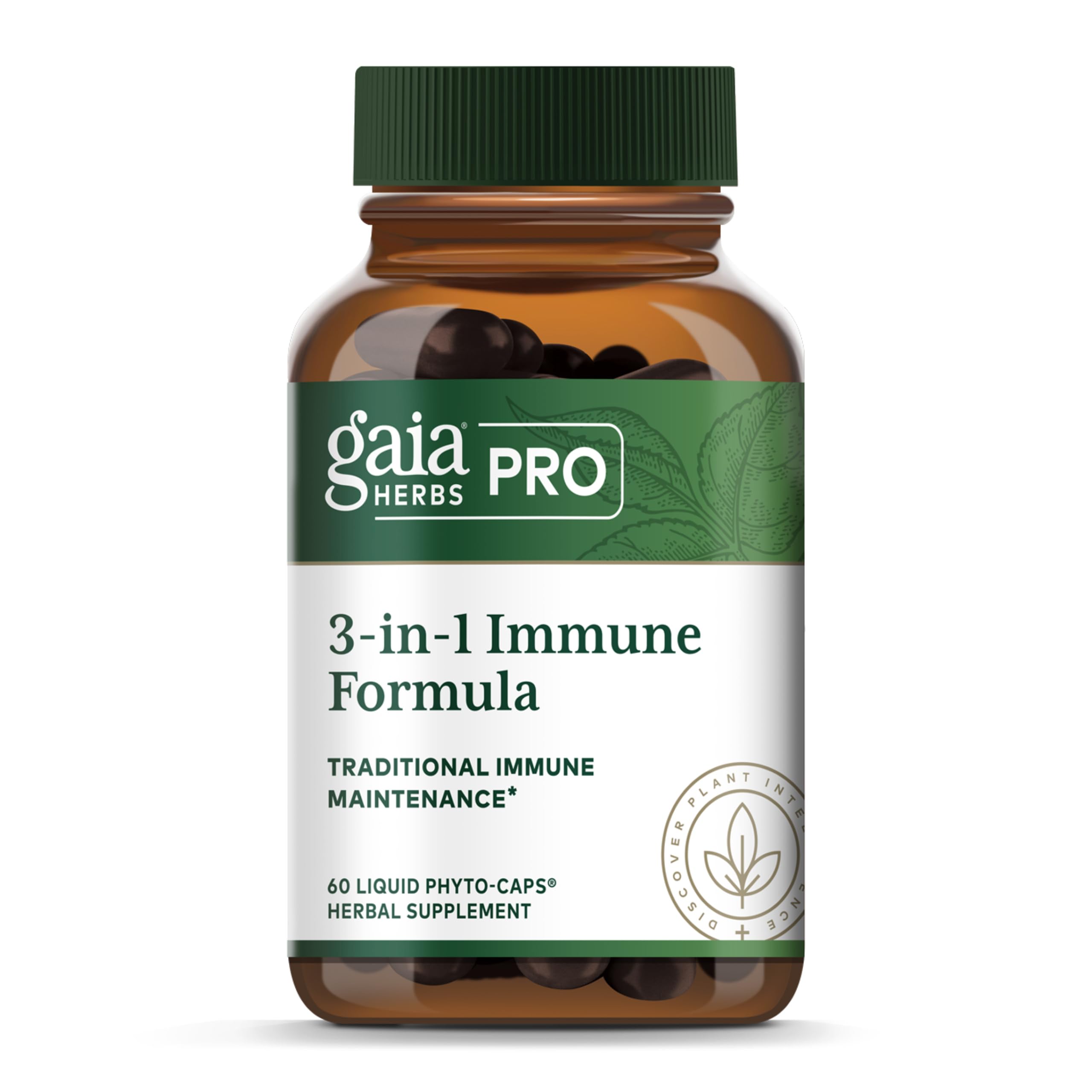 GAIA HERBS PRO 3-en-1 Fórmula Inmunidad en botella para apoyo diario del sistema inmune