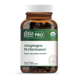 Gaia Herbs PRO Adaptogen Performance en cápsulas, etiqueta visible y beneficios posibles.