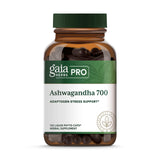 GAIA Herbs PRO Ashwagandha 700, botella frontal, posible apoyo para la relajación nocturna.