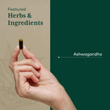GAIA Herbs PRO Ashwagandha 700, envase abierto, facilita tomar la dosis diaria.