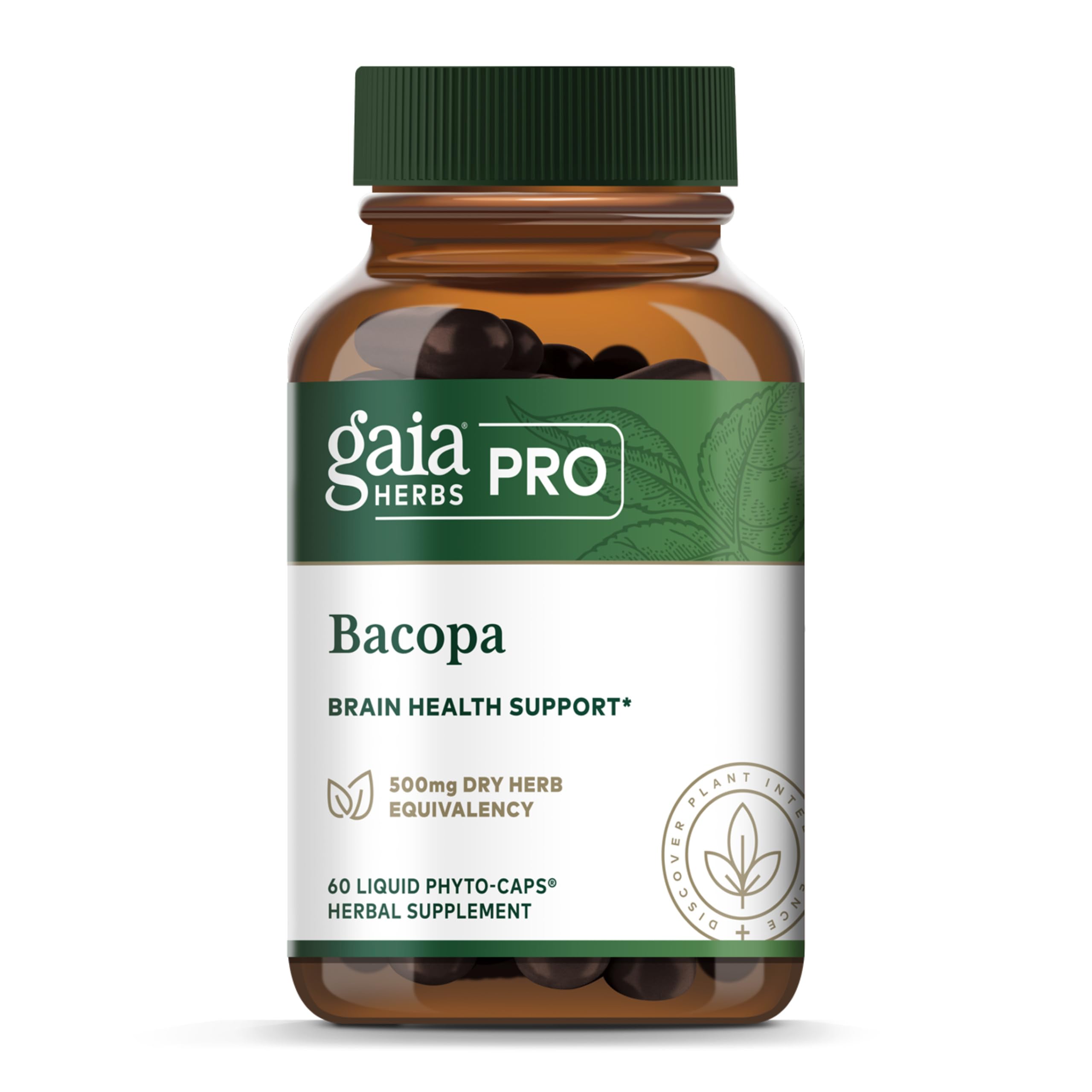 GAIA Herbs Pro Bacopa: botella de cápsulas líquidas para apoyo a la concentración diaria.