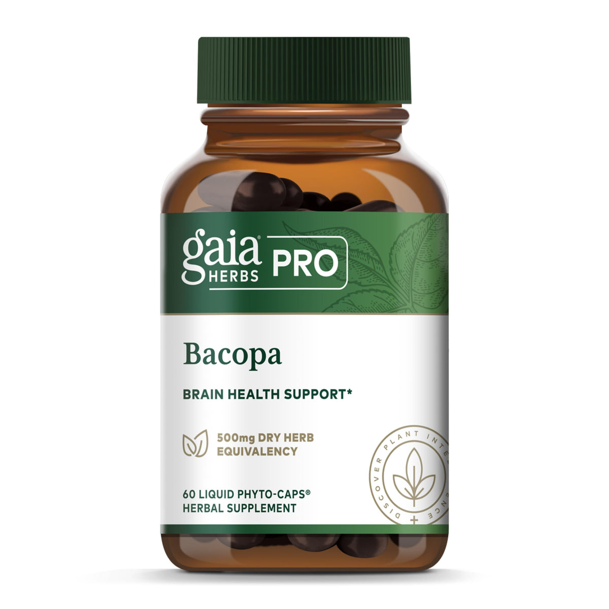 GAIA Herbs Pro Bacopa: botella de cápsulas líquidas para apoyo a la concentración diaria.