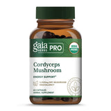 Gaia Herbs Pro Cordyceps: cápsulas frente del frasco para energía sostenida.