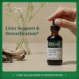 Etiqueta detallada de Gaia Herbs PRO Desintoxicación con lista de ingredientes.