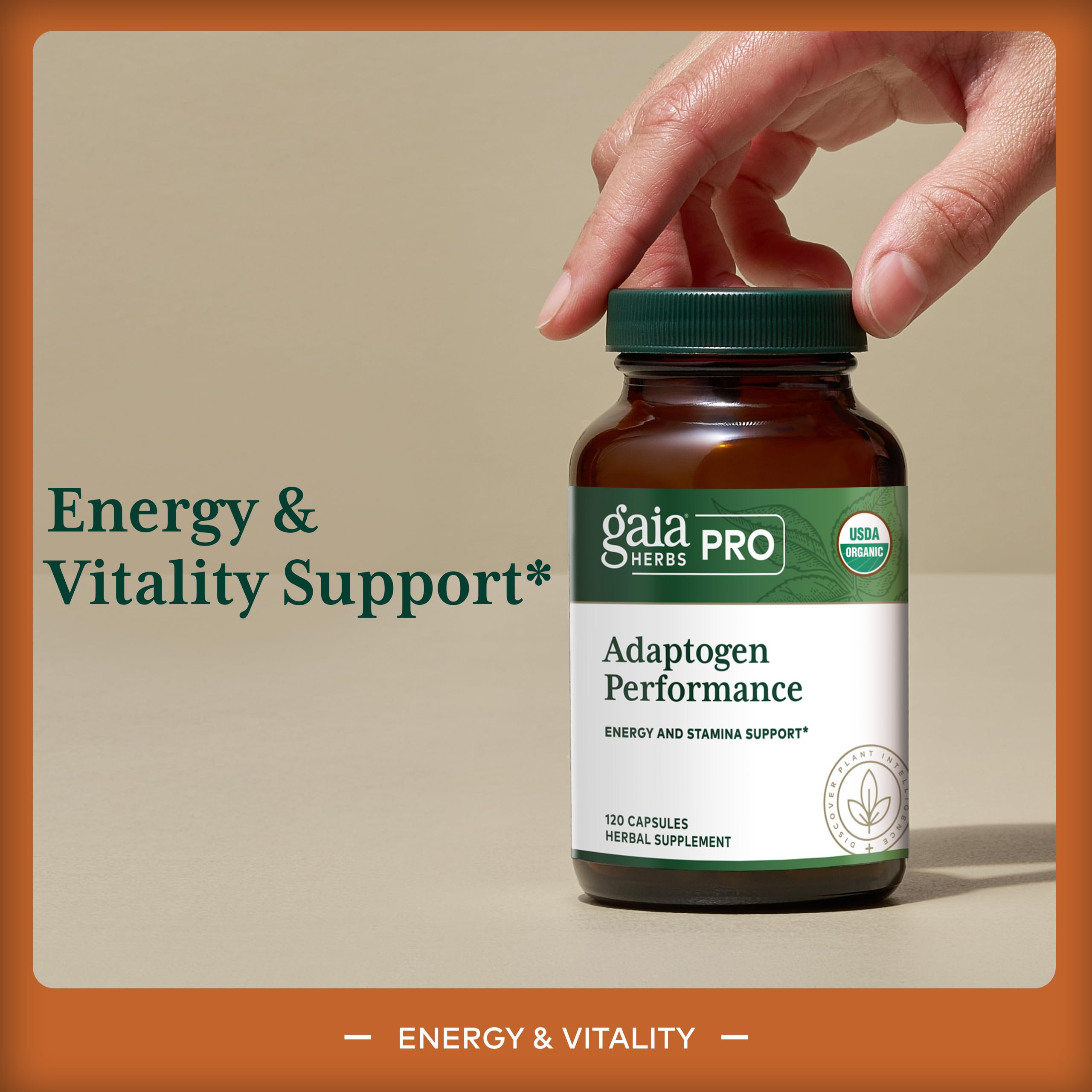 Cápsulas Gaia Herbs PRO para energía y resistencia durante el día.
