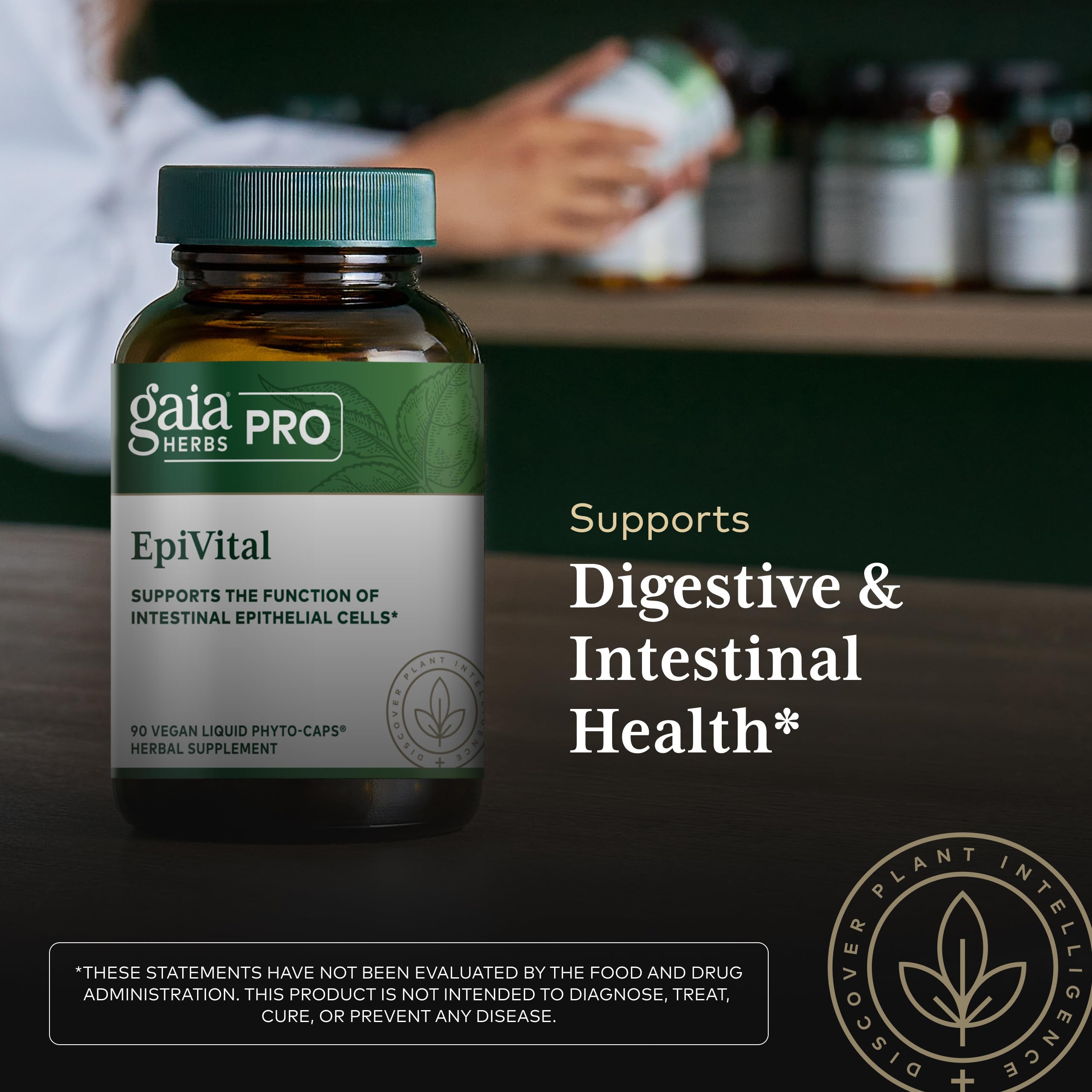 Gaia Herbs PRO EpiVital gotu kola, ingrediente clave para la calma digestiva