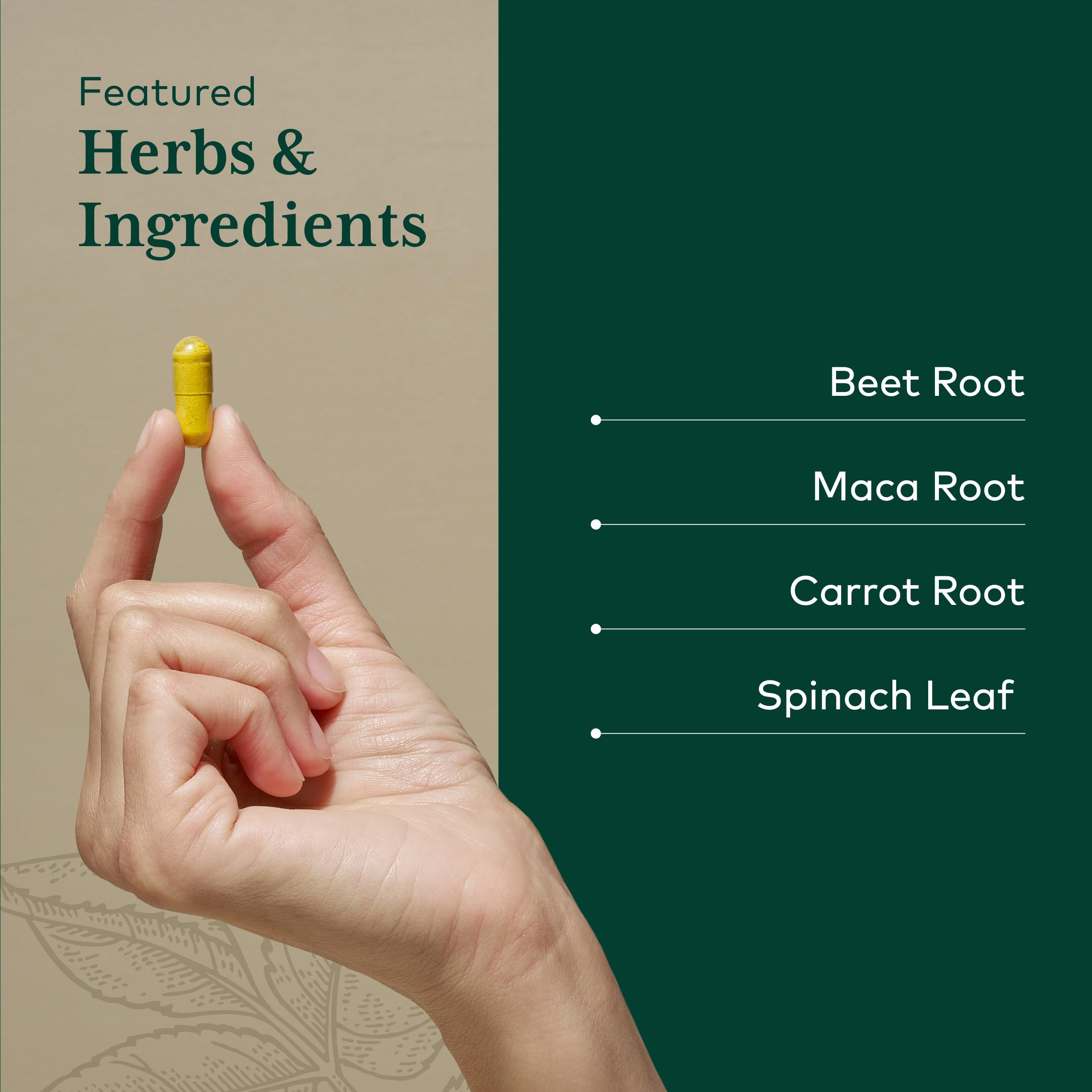 GAIA Herbs PRO espinaca hojas, frasco con antioxidantes para energía