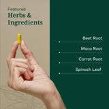 GAIA Herbs PRO espinaca hojas, frasco con antioxidantes para energía