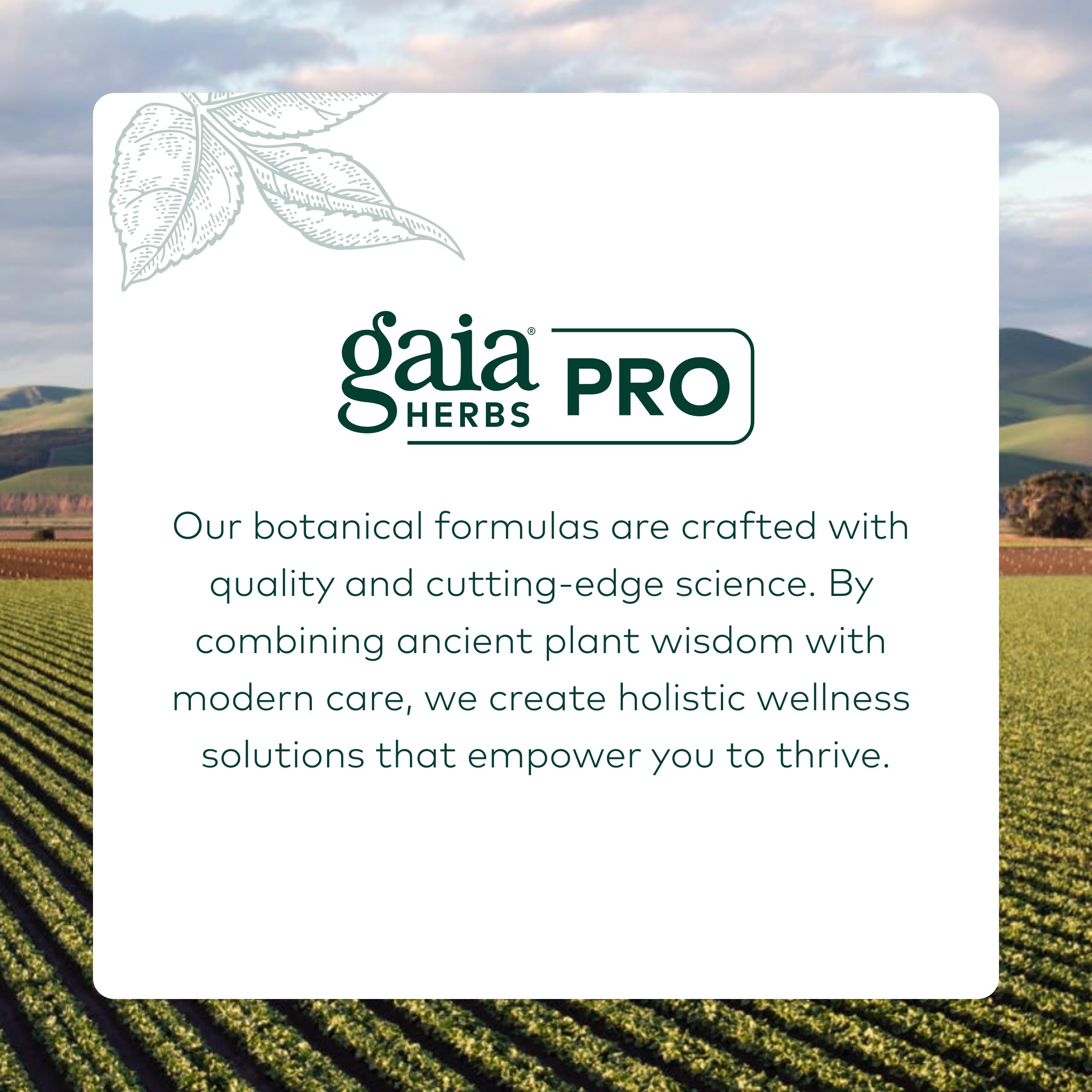Gaia Herbs PRO Etiqueta y diseño: información clara en el envase.